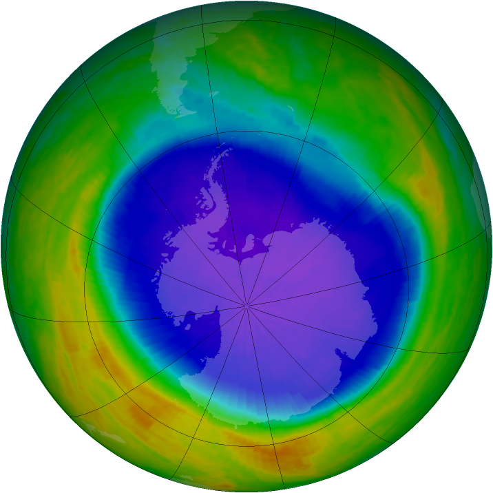 Antarctic ozone map for 11 October 2001